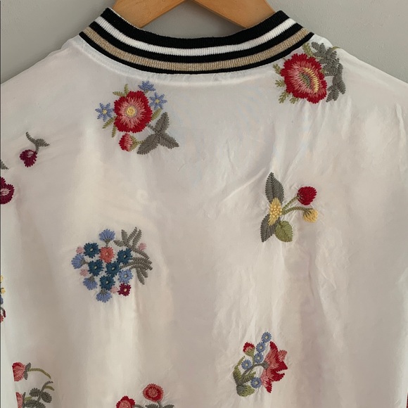 Johnny Was Kitty Reversible Bomber Jacket Size Medium Embroidered Floral - Picture 9 of 16